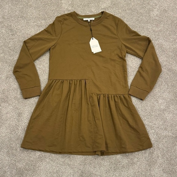 NWT English Factory Knit Unbalanced Seam Olive Brown Sweater Dress Size Medium - Picture 5 of 11